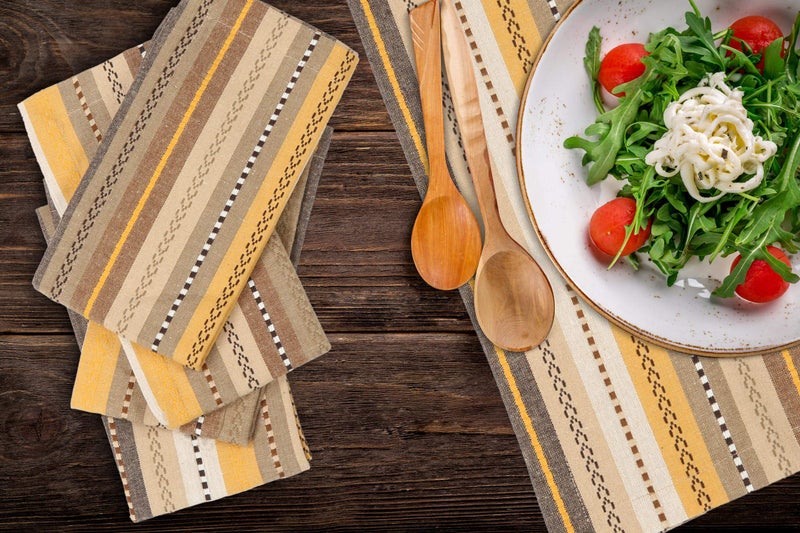 Light & Pro Lightnpro Salsa Stripes Cloth Napkins Set of 12 â€“ Wedding, Christmas & Holiday Table Napkins, Machine Washable Cloth Napkins for Special Occasions & Everyday Use - 18x18 Inch Beige Multi - Image 5